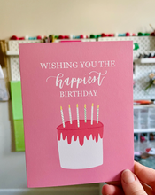 Load image into Gallery viewer, Pink Birthday Card. Wishing You the Happiest Birthday