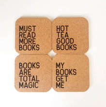 Load image into Gallery viewer, Bookish Coaster Set : Set of 4 Designs - HOT COFFEE
