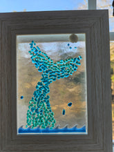 Load image into Gallery viewer, Fused Glass Crushed Glass Scapes - Framed 5"x 7" - Mermaid Tail
