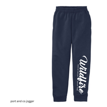 Load image into Gallery viewer, CCSC-WILDFIRE TEXT - Port &amp; Co™ Youth Core Fleece Jogger- Navy + white

