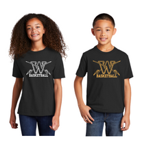 Load image into Gallery viewer, Winfield Rec Basketball youth tee- black athletic material

