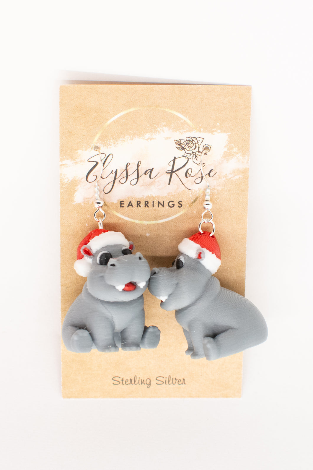 Christmas Hippo Earrings