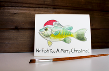Load image into Gallery viewer, We Fish You A Merry Christmas -- Winter Holiday Watercolor Greeting Card

