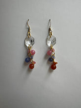Load image into Gallery viewer, Golden Dangling Earrings with Vintage Glass Charms
