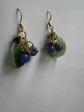 Load image into Gallery viewer, Golden Dangling Earrings with Vintage Glass Charms
