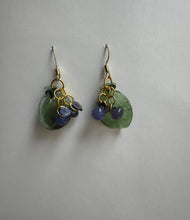 Load image into Gallery viewer, Golden Dangling Earrings with Vintage Glass Charms
