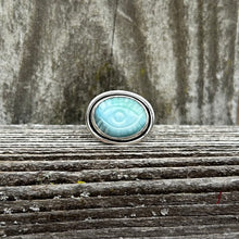 Load image into Gallery viewer, Larimar evil eye ring size 7
