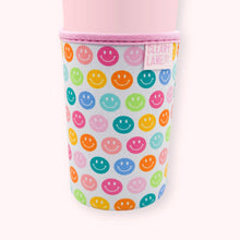Load image into Gallery viewer, Blush Rainbow Smiley Face Drink Sleeve: Small 16oz
