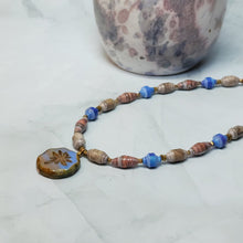 Load image into Gallery viewer, Dragonfly Coin Paper Bead Necklace - 17" with 2" chain extender
