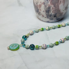 Load image into Gallery viewer, Mermaid Vibes Paper Bead Necklace - 18" with 2" chain extender
