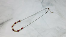 Load image into Gallery viewer, Sheet Music and Red Paper Bead Antiqued Copper Tiny Ball Chain Necklace - 17" w/ 3" chain extender
