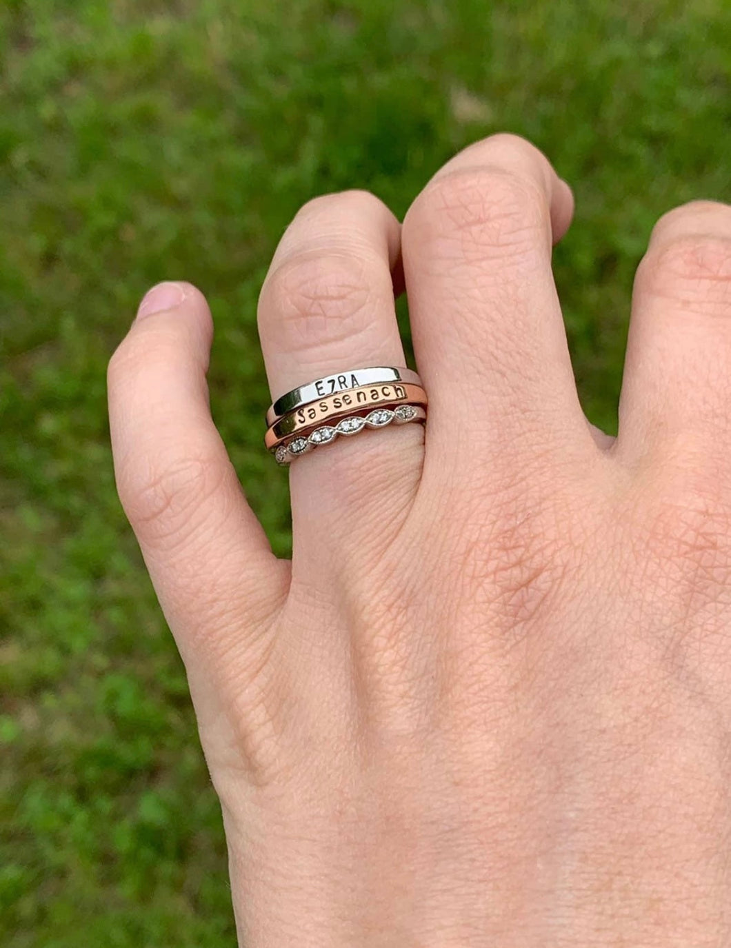 Hand stamped stainless ring